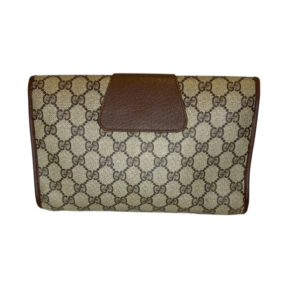 Gucci Clutch GG Supreme Web Sherry Line Clutch Bag PVC Beige Gold - Picture 2 of 2